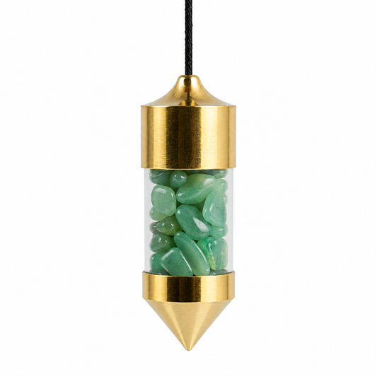 Aventurine Gemstone Capsule Pendulum (Gold)