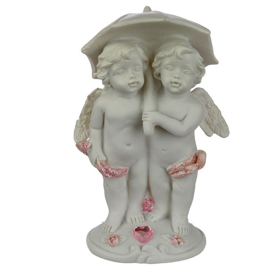 Walking in the Rain Cherub Figurine