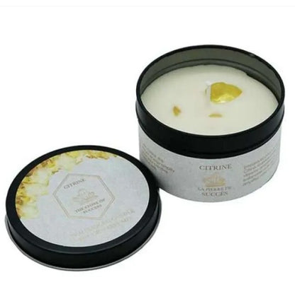 Summer Garden Tin Candle with Yellow Citrine Crystals - 8cm