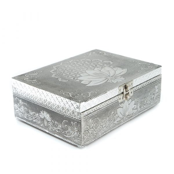 Lotus Styled Oracle Card Box (Silver)