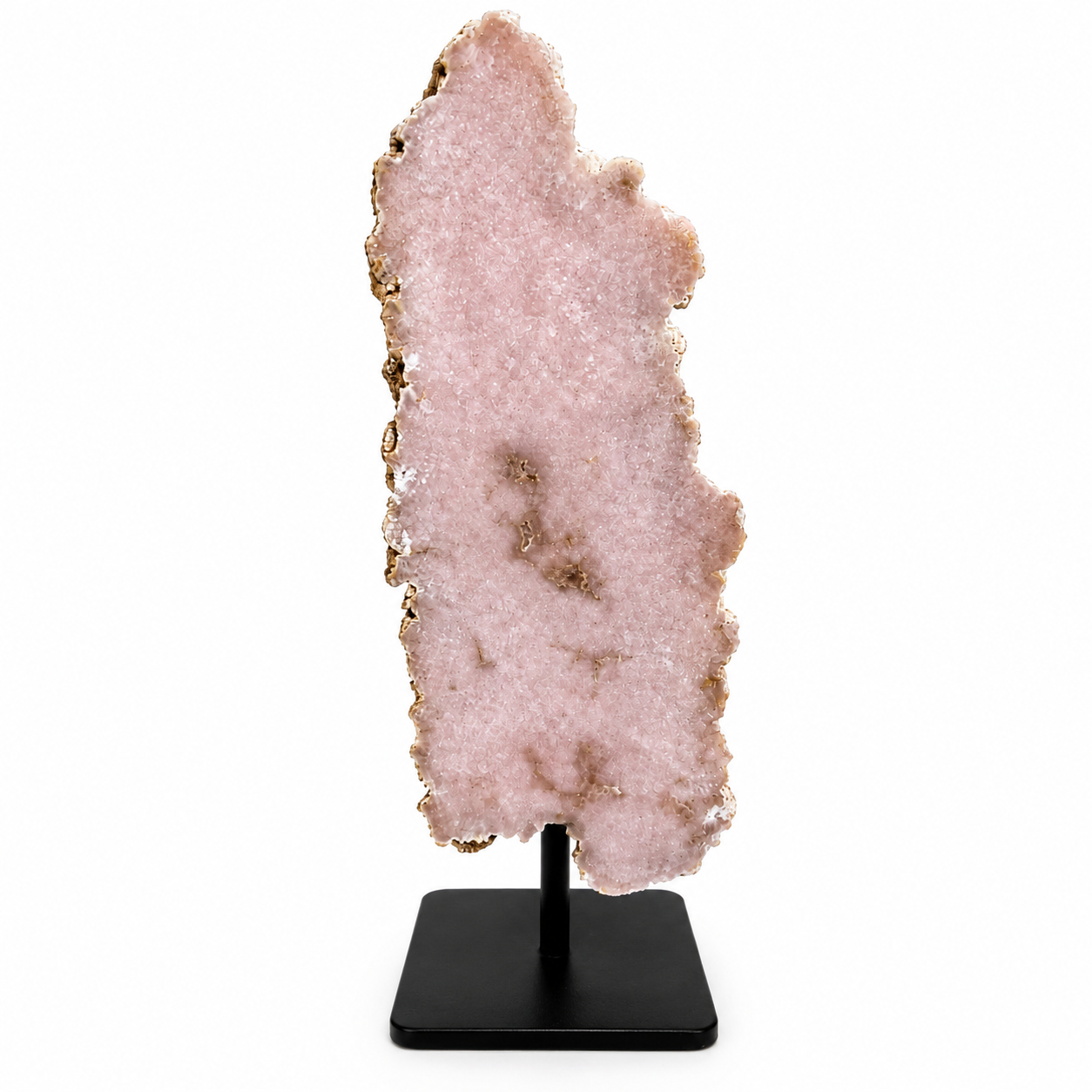 Pink Amethyst Freeform Sculpture on Iron Stand