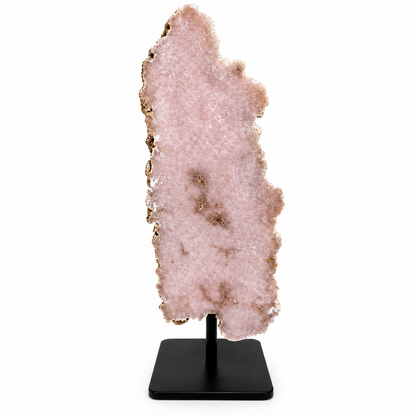 Pink Amethyst Freeform Sculpture on Iron Stand