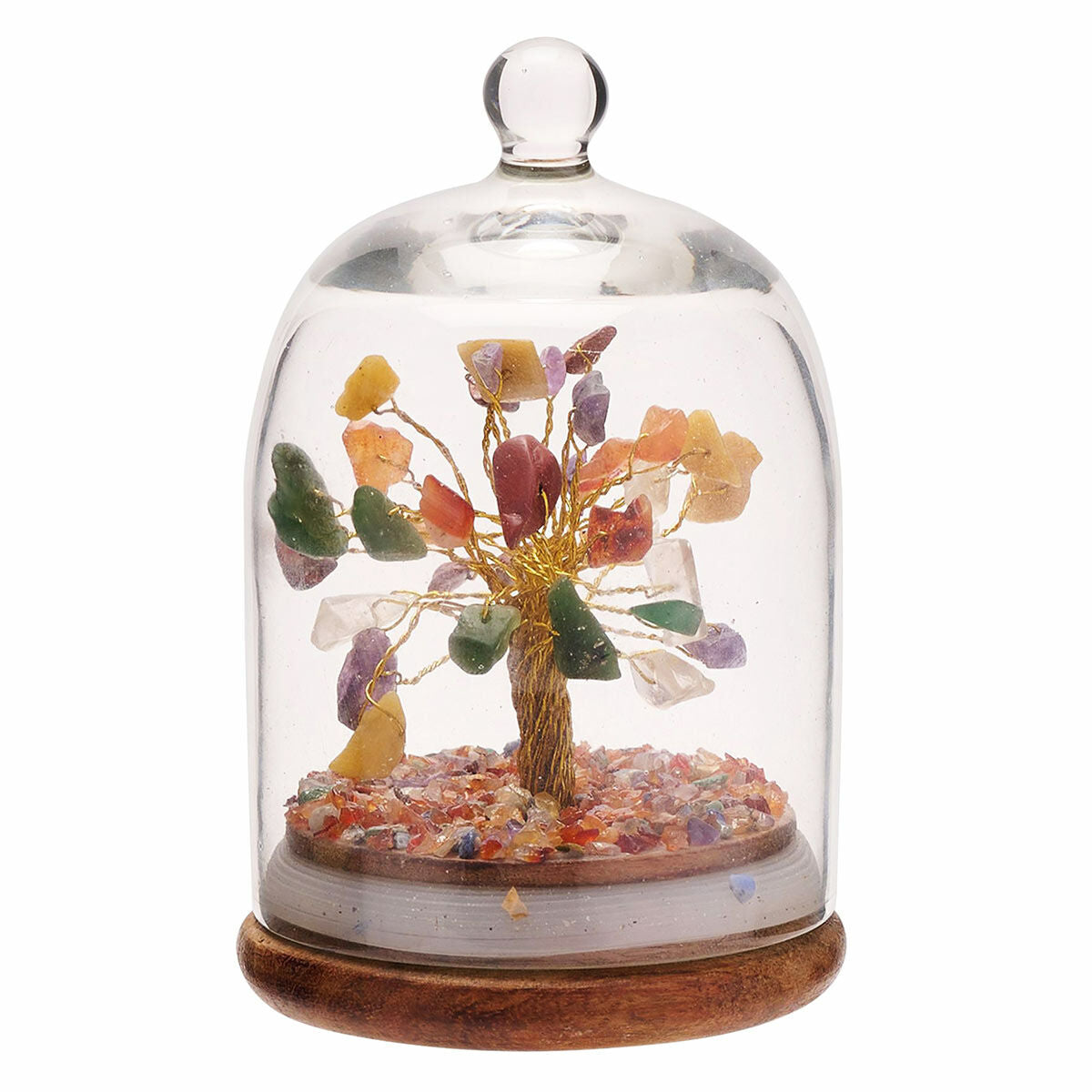 Gemstone Wish Tree in Glass Cloche