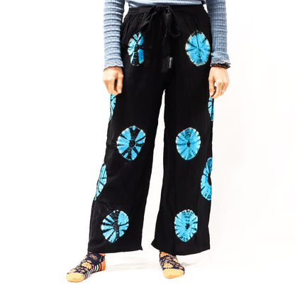 Japanese Style Lounge Pants - Black & Blue - M