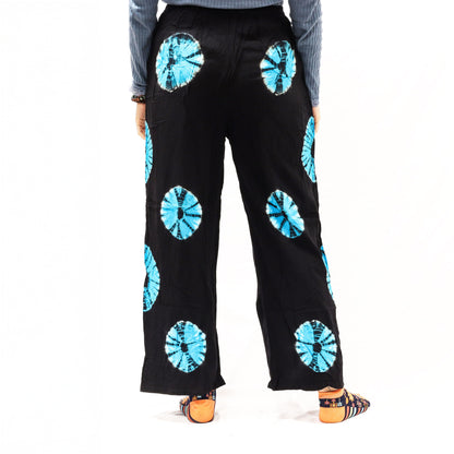 Japanese Style Lounge Pants - Black & Blue - M