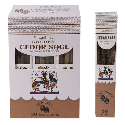 Golden Cedar Sage Smudging Resin Incense Sticks