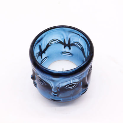 Set of 2 Buddha Faces Candle Jar - Royal Blue