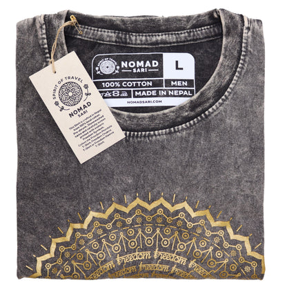 Large Stone Washed T-Shirt - Mandala - Dark Grey