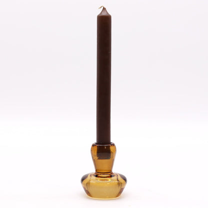 Set of 2 Mushroom Flip Dinner Candle / Tealight Holder - Antique Amber