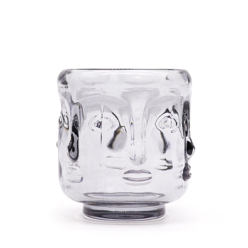 Set of 2 Buddha Faces Candle Jar - Midnight Grey