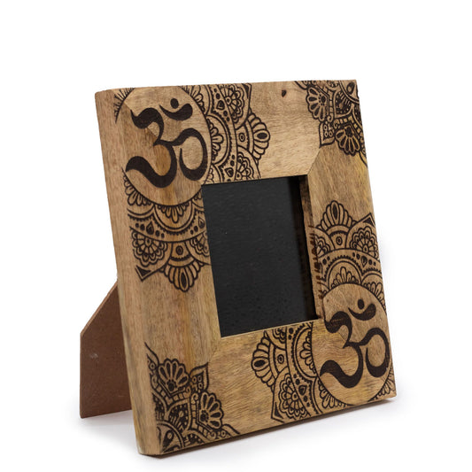 Small Mango Wood Picture Frame (6x4in / 10x15cm Photo) - Mandala - Black