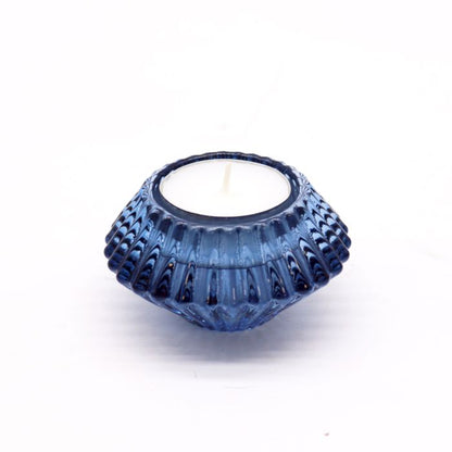 Set of 2  Flower Flip Dinner Candle / Tealight Holder - Royal Blue
