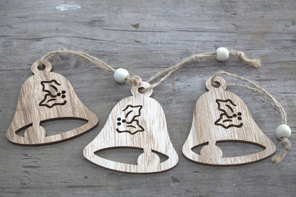 Christmas Wooden Craft Decoration - Bell (Pack of 2)