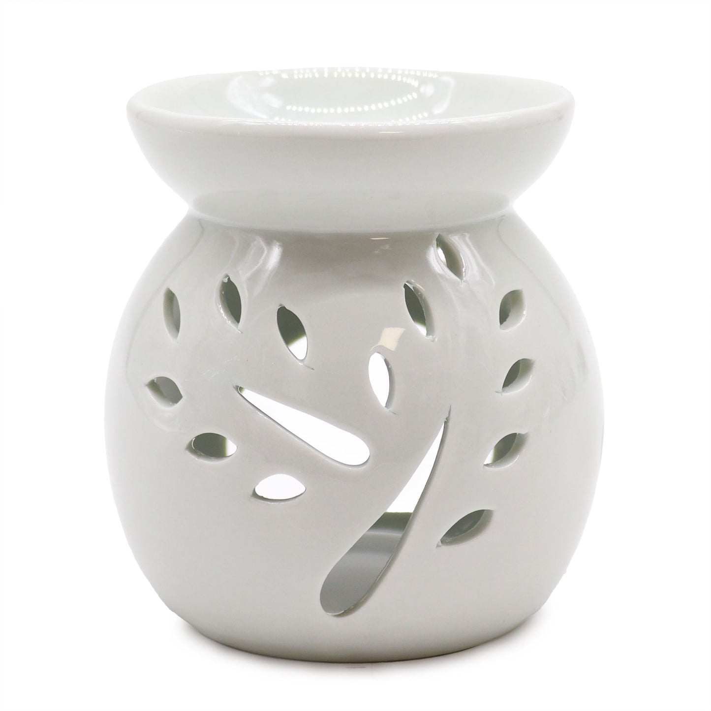 Large Classic White Oil Burner - Tree Cut-out