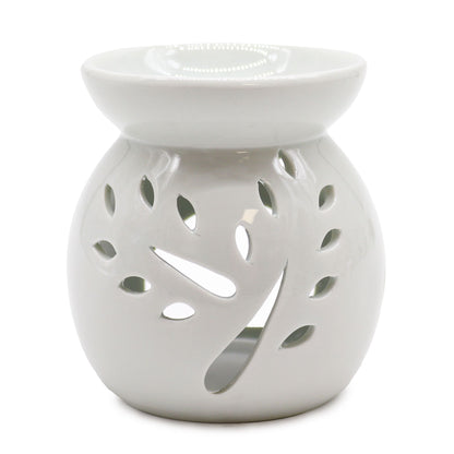 Large Classic White Oil Burner - Tree Cut-out