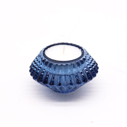 Set of 2  Flower Flip Dinner Candle / Tealight Holder - Royal Blue