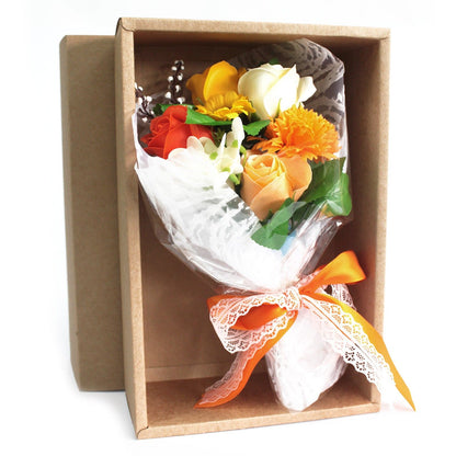 Boxed Hand Soap Flower Bouquet - Orange - Special
