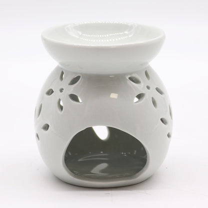 Large Classic White Oil Burner - Tree Cut-out