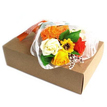 Boxed Hand Soap Flower Bouquet - Orange - Special