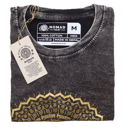 Medium Stone Washed T-Shirt - Mandala - Dark Grey