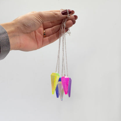 Aurora Crystal Six Sided Pendulum - Pale Green - 4cm
