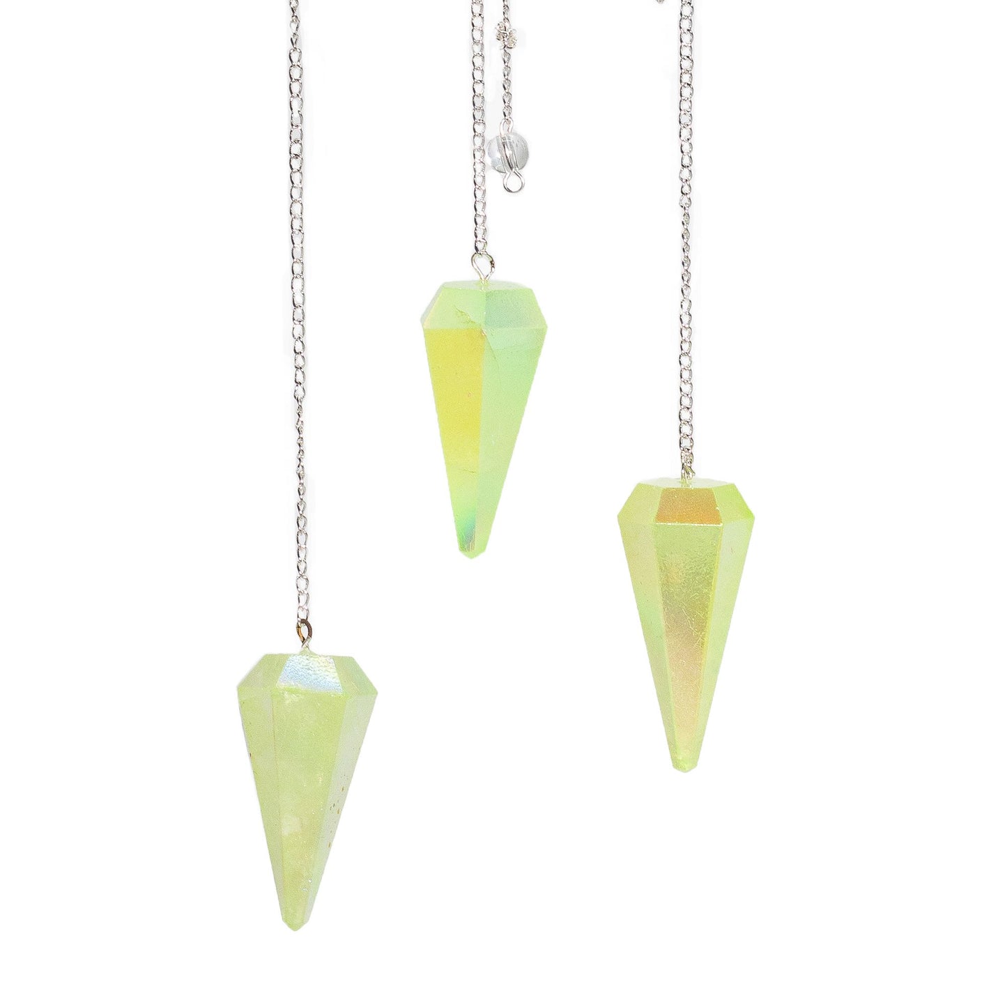 Aurora Crystal Six Sided Pendulum - Pale Green - 4cm