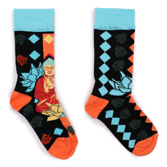 Hop Hare Bamboo Socks (36-40) - Blue Buddha & Lotus 