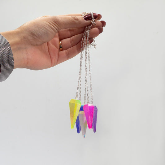 Aurora Crystal Six Sided Pendulum - Pink - 4cm