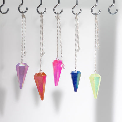 Aurora Crystal Six Sided Pendulum - Blue - 4cm