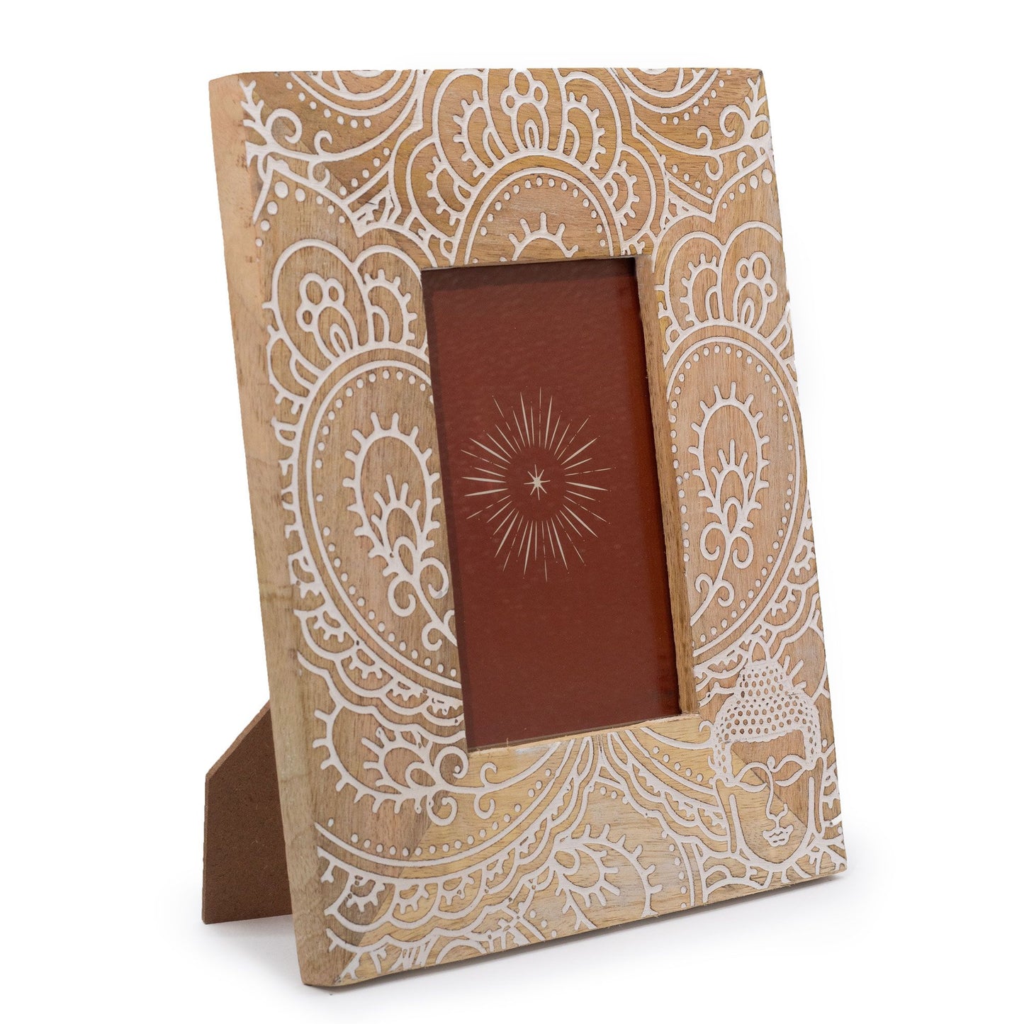 Medium Mango Wood Picture Frame (6x4in / 10x15cm Photo) - Buddha - White