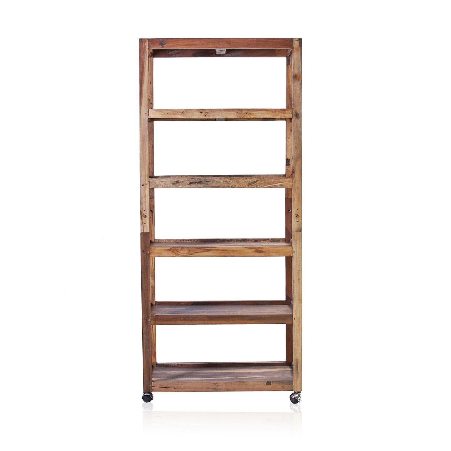 Six Shelf Display with Casters - Recycled Wood 180x180x40cm