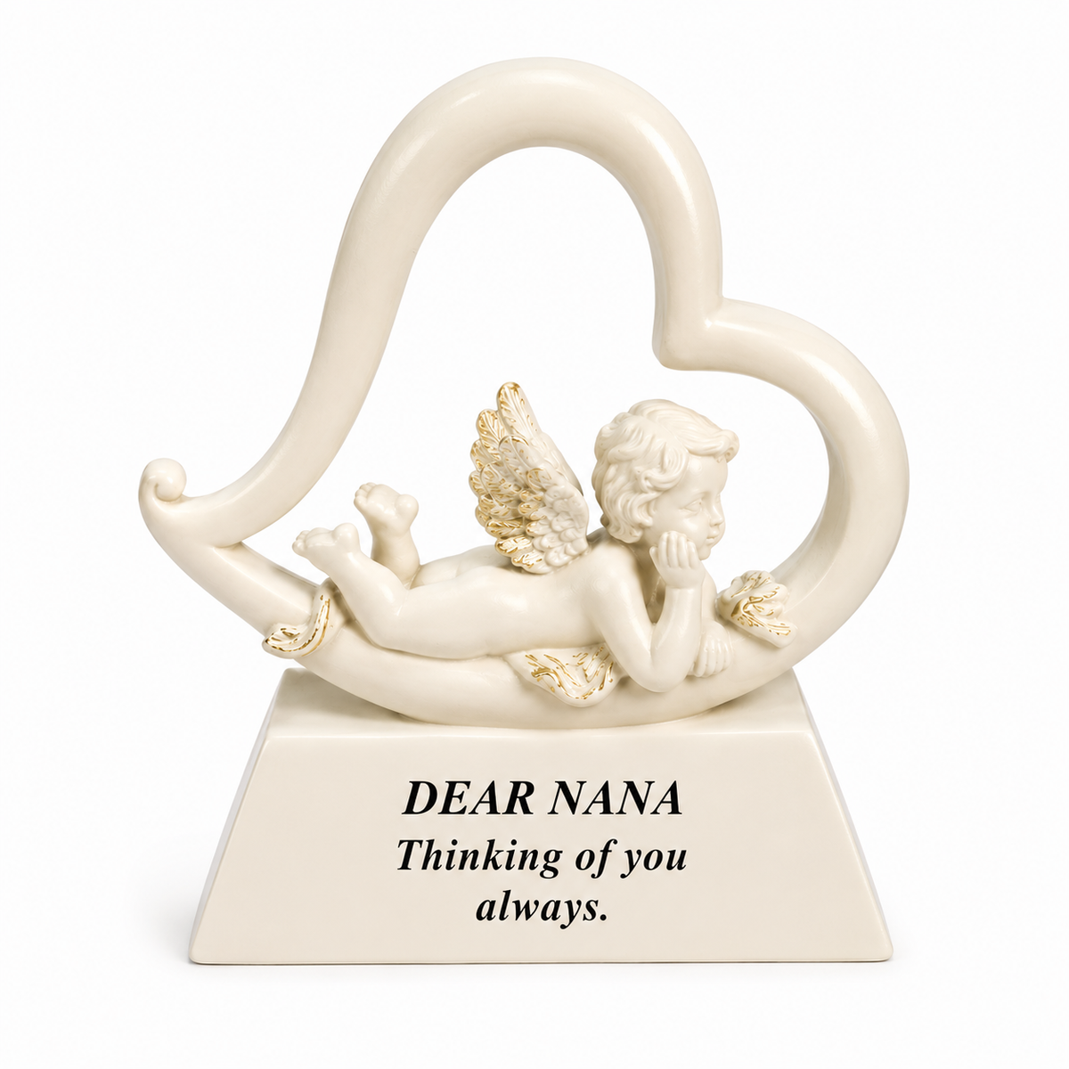 Memorial Heart with Cherub - Dear Nanna