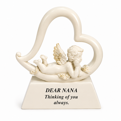 Memorial Heart with Cherub - Dear Nanna